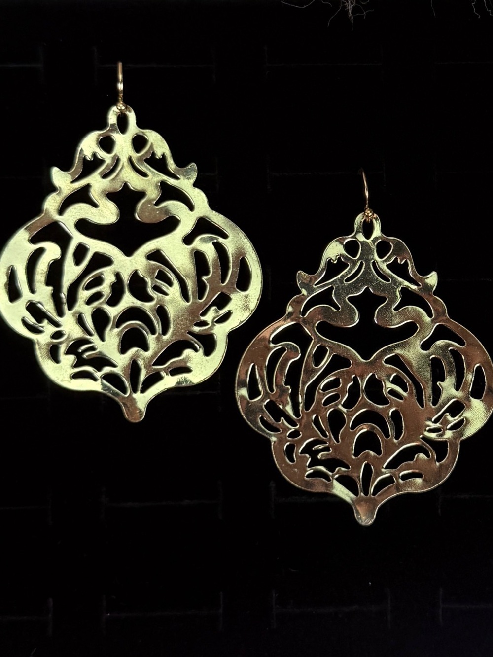 Vintage aged goldtone, weighted filigree costume pierced earrings